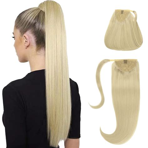 blonde ponytail extensions|platinum blonde extensions human hair.